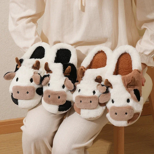 Cozy Cow Fluff Slippers